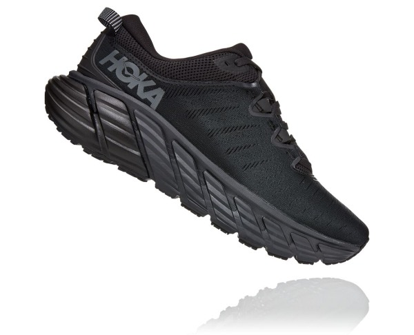 Hoka One One Gaviota 3 Mens UK - Black Road Running Shoes - XYMWN0527